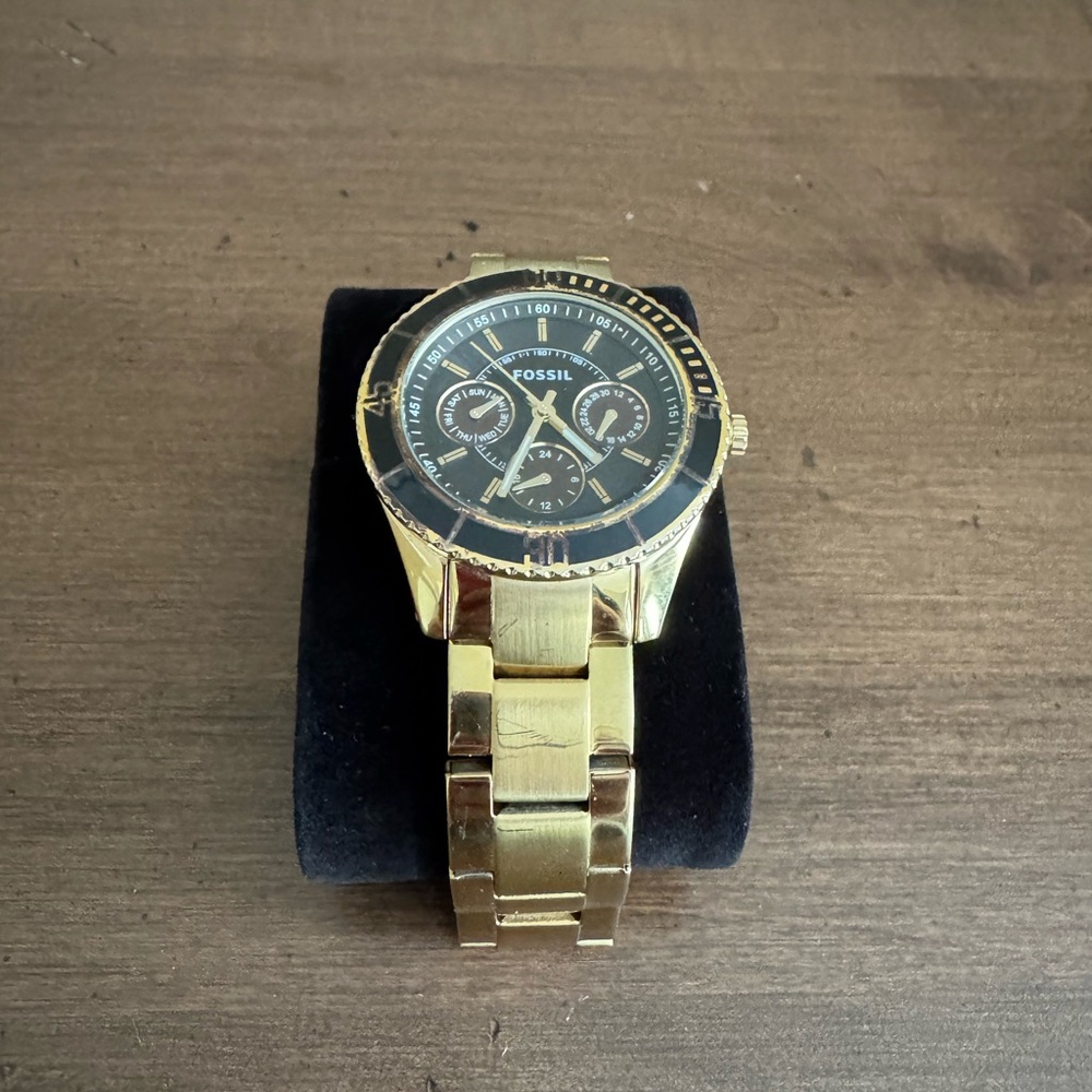 Fossil Gold and Black Chronograph Watch